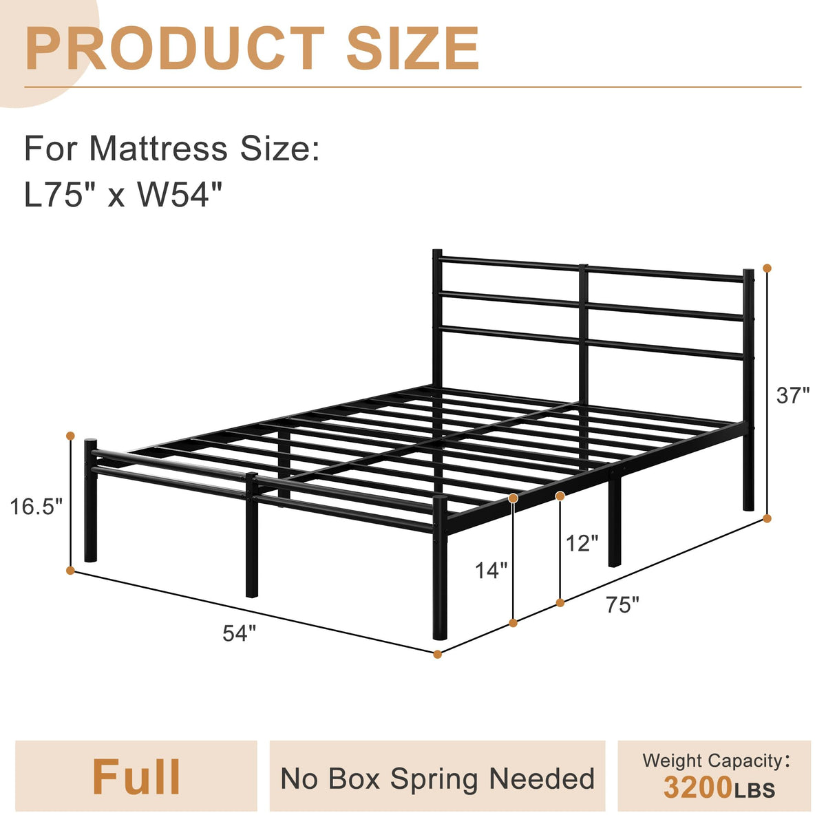 Full Size Bed Frame with Headboard and Footboard H476
