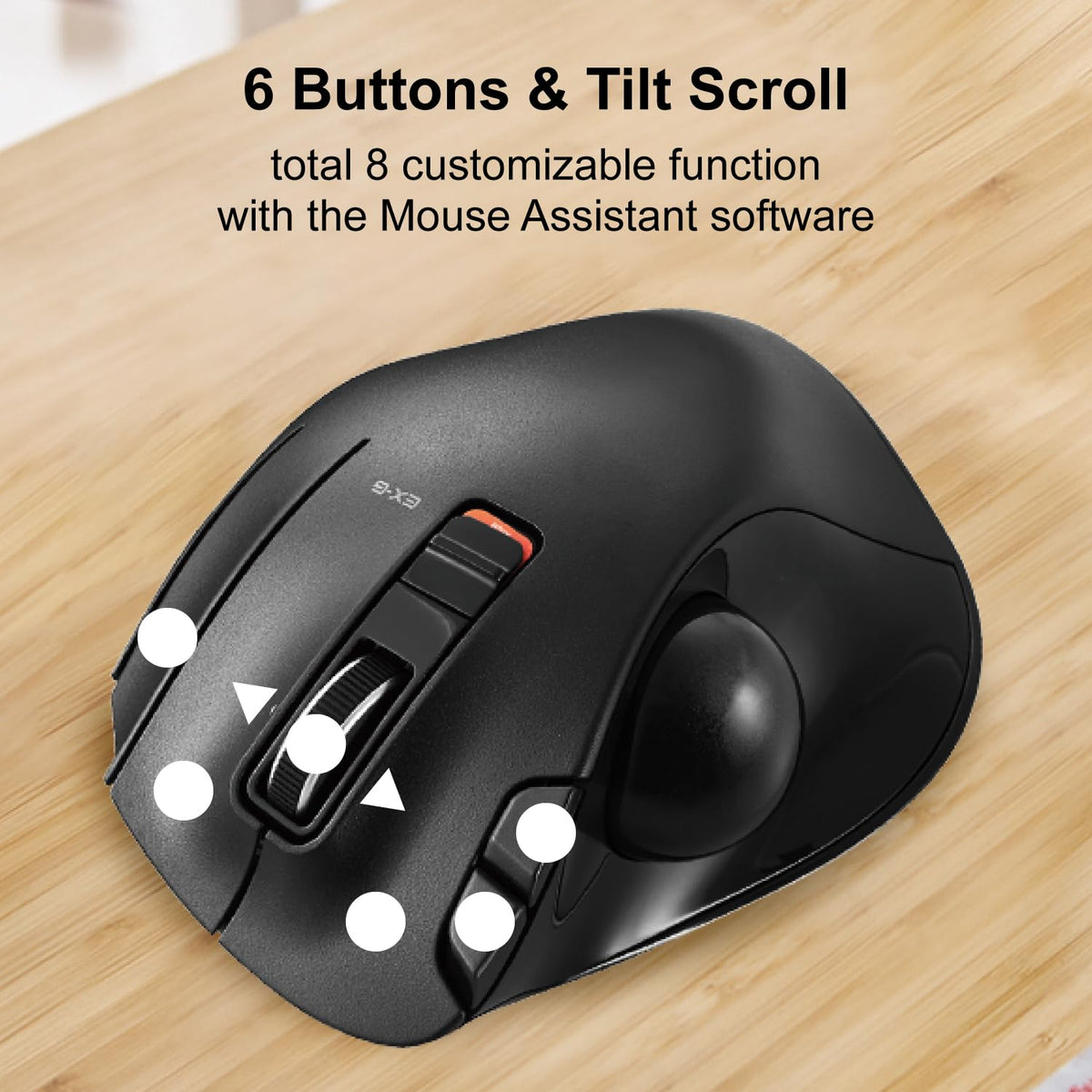 2.4GHz USB Wireless Ergonomic Trackball Mouse H761
