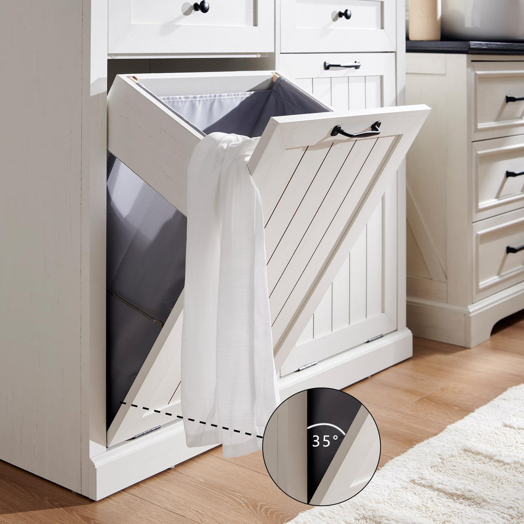 Double Tilt Out Wood Trash Cabinet Antique White I67648