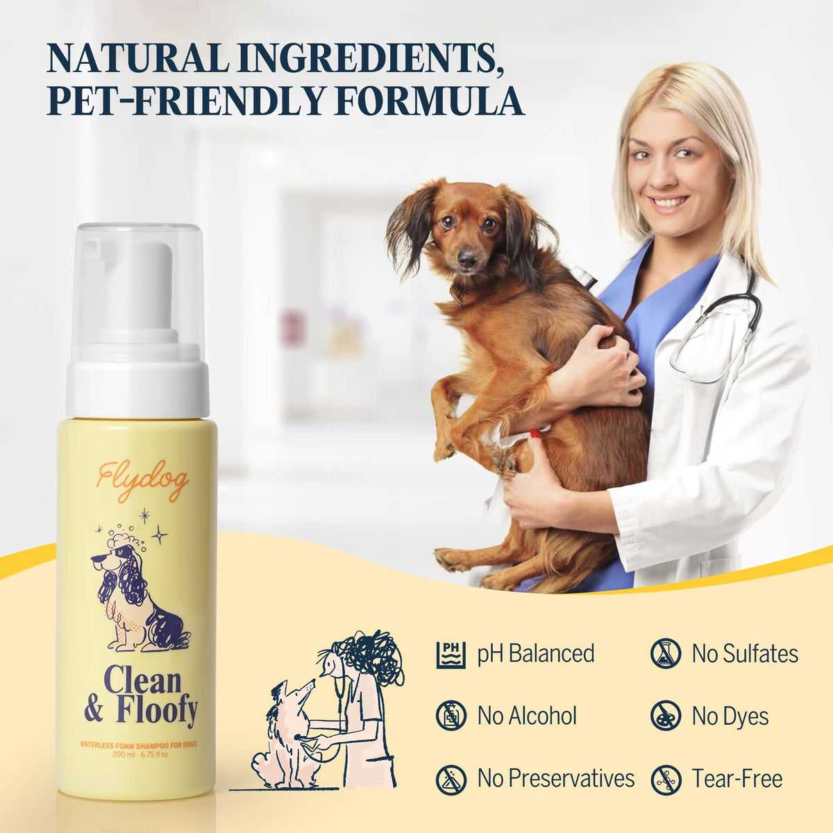 Dry Dog Shampoo with Glove No Rinse Spray Foam Z79895