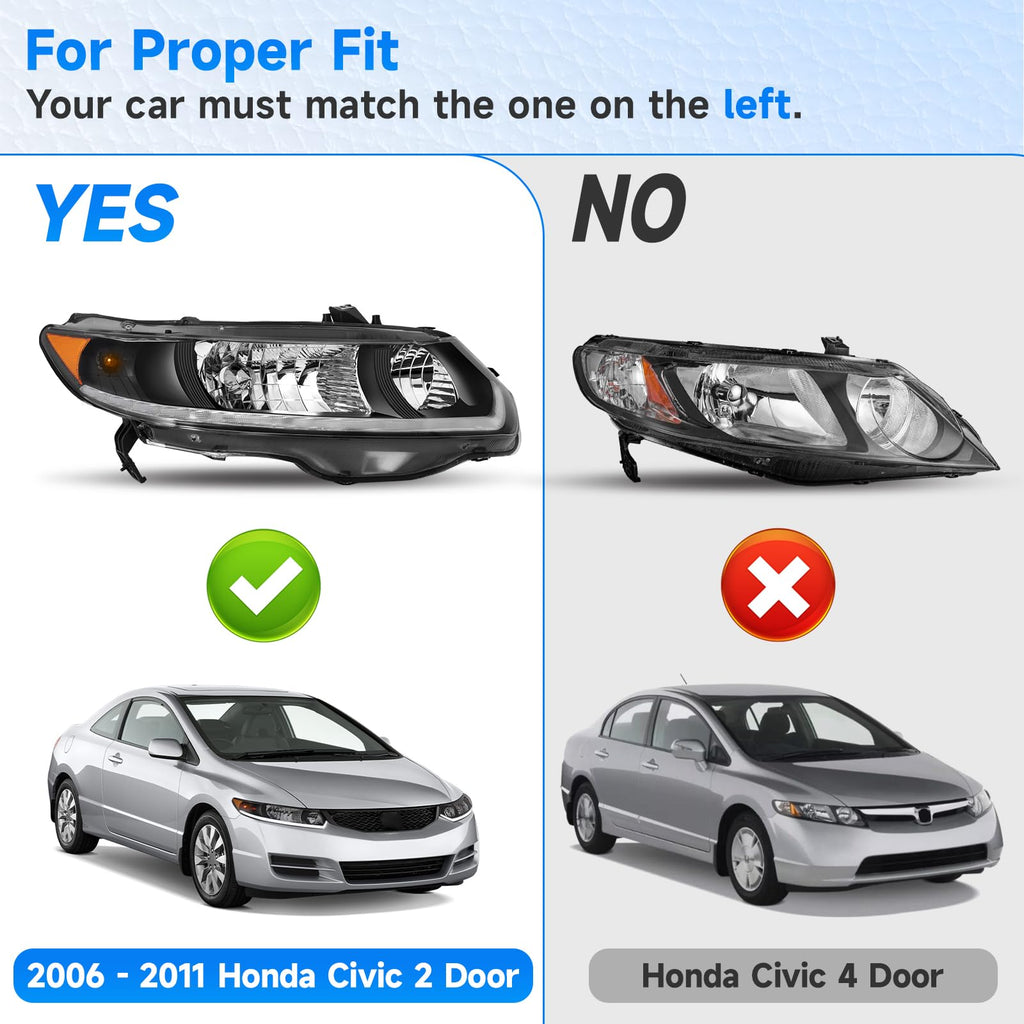 Headlight Assembly for 2006-2011 Honda Civic 2-Door Coupe R64060