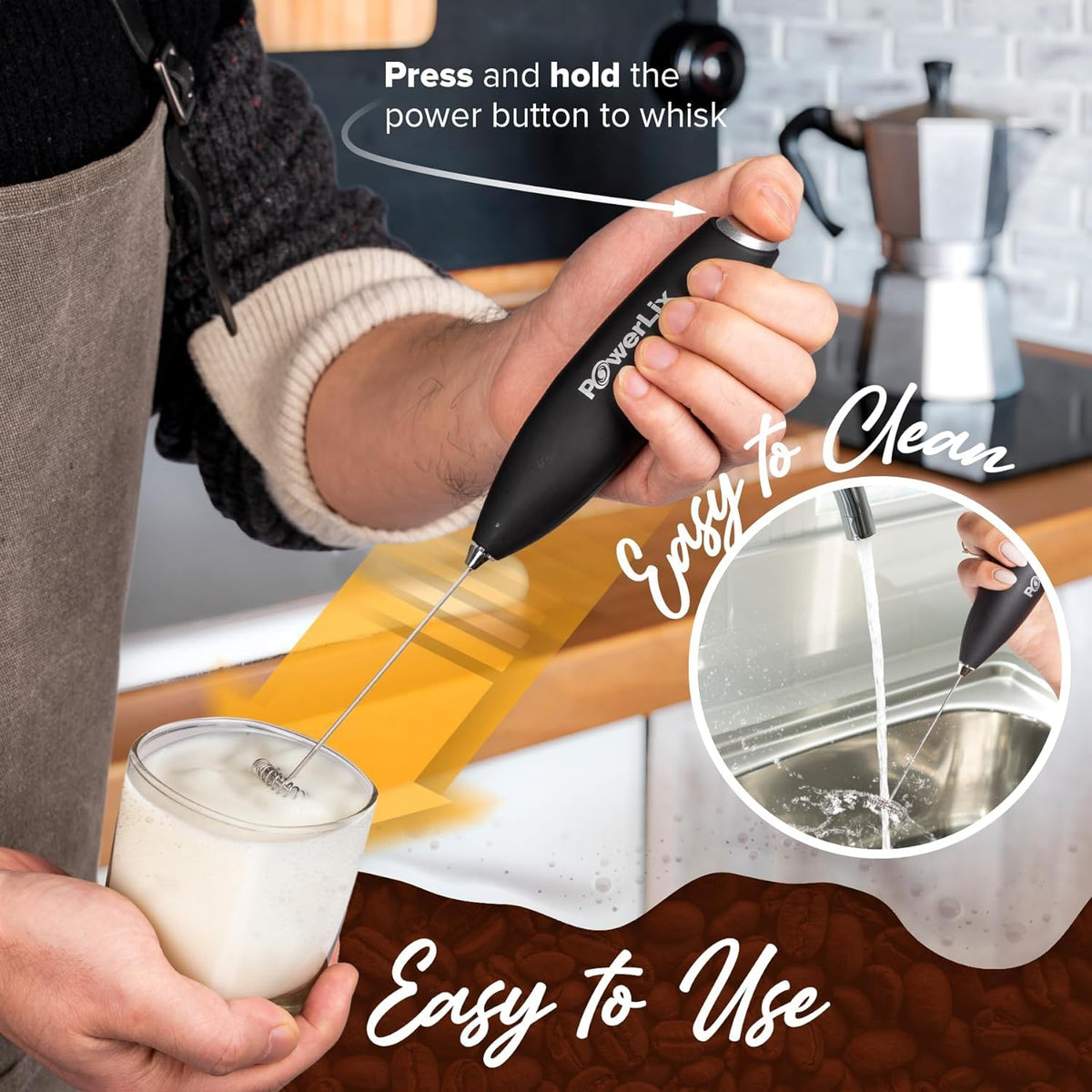 Handheld Battery Operated Electric Whisk Frother With Stand F931