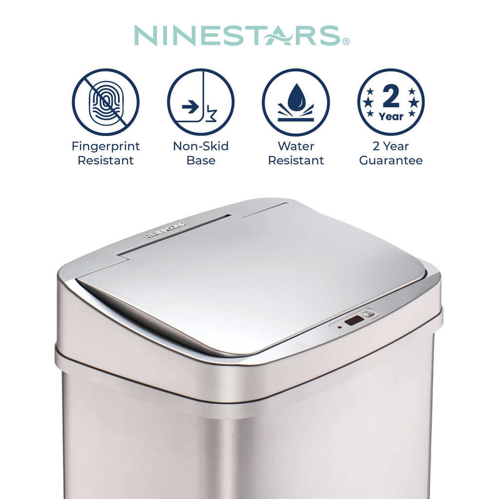 13 Gallon Automatic Stainless Steel Trash Can I597619