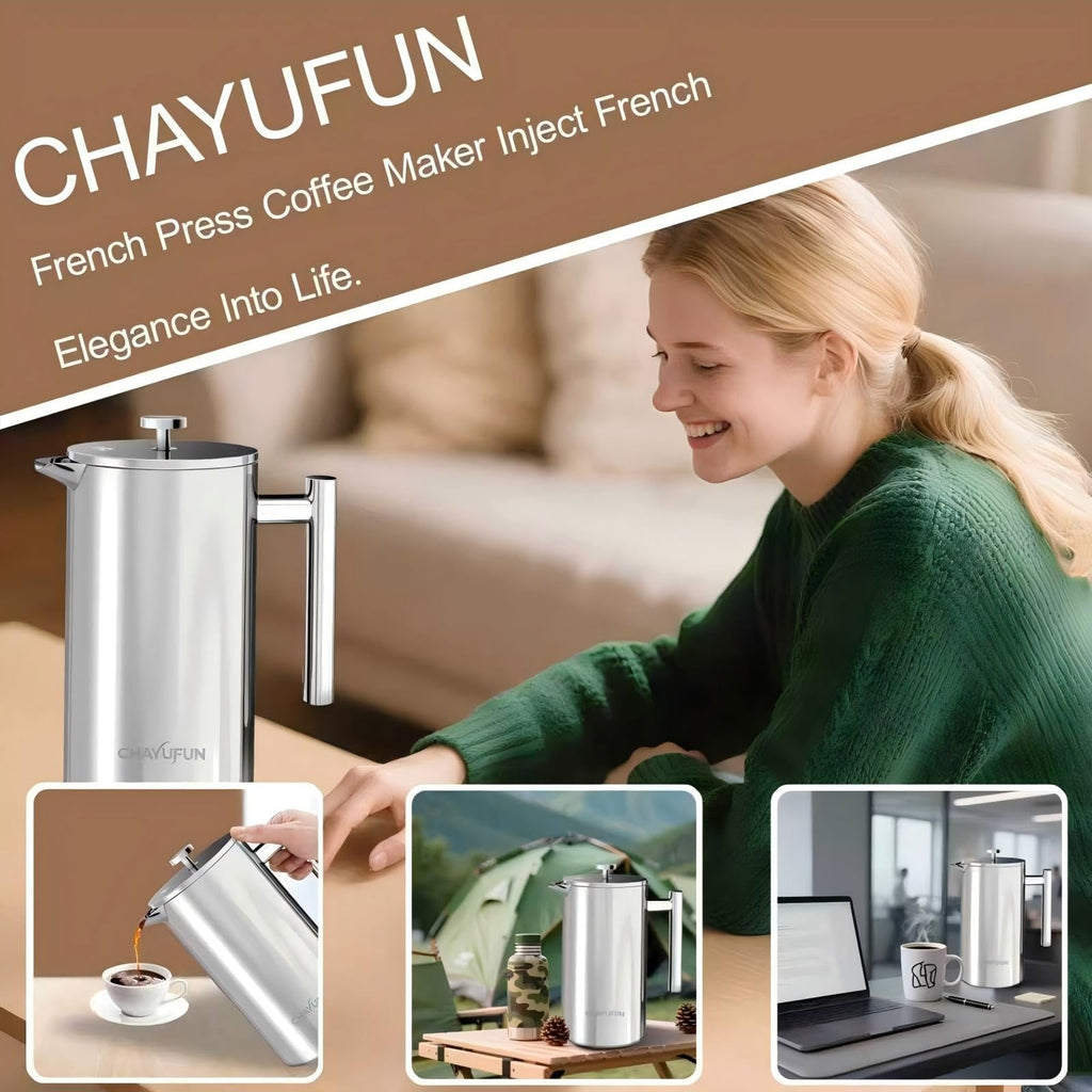 Stainless Steel French Press Coffee Maker 34oz I762420