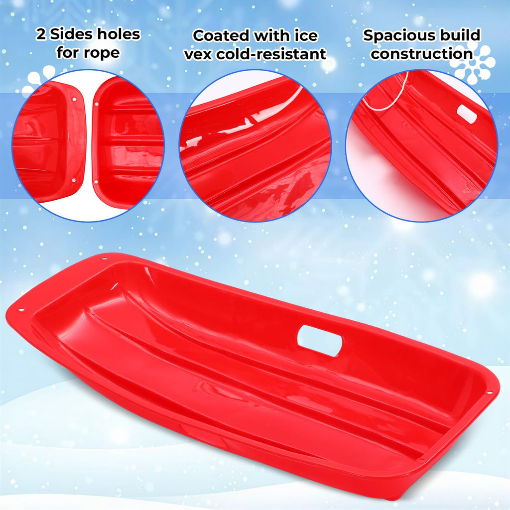 3 Pcs 35 Inch Plastic Snow Sleds with Rope L518441