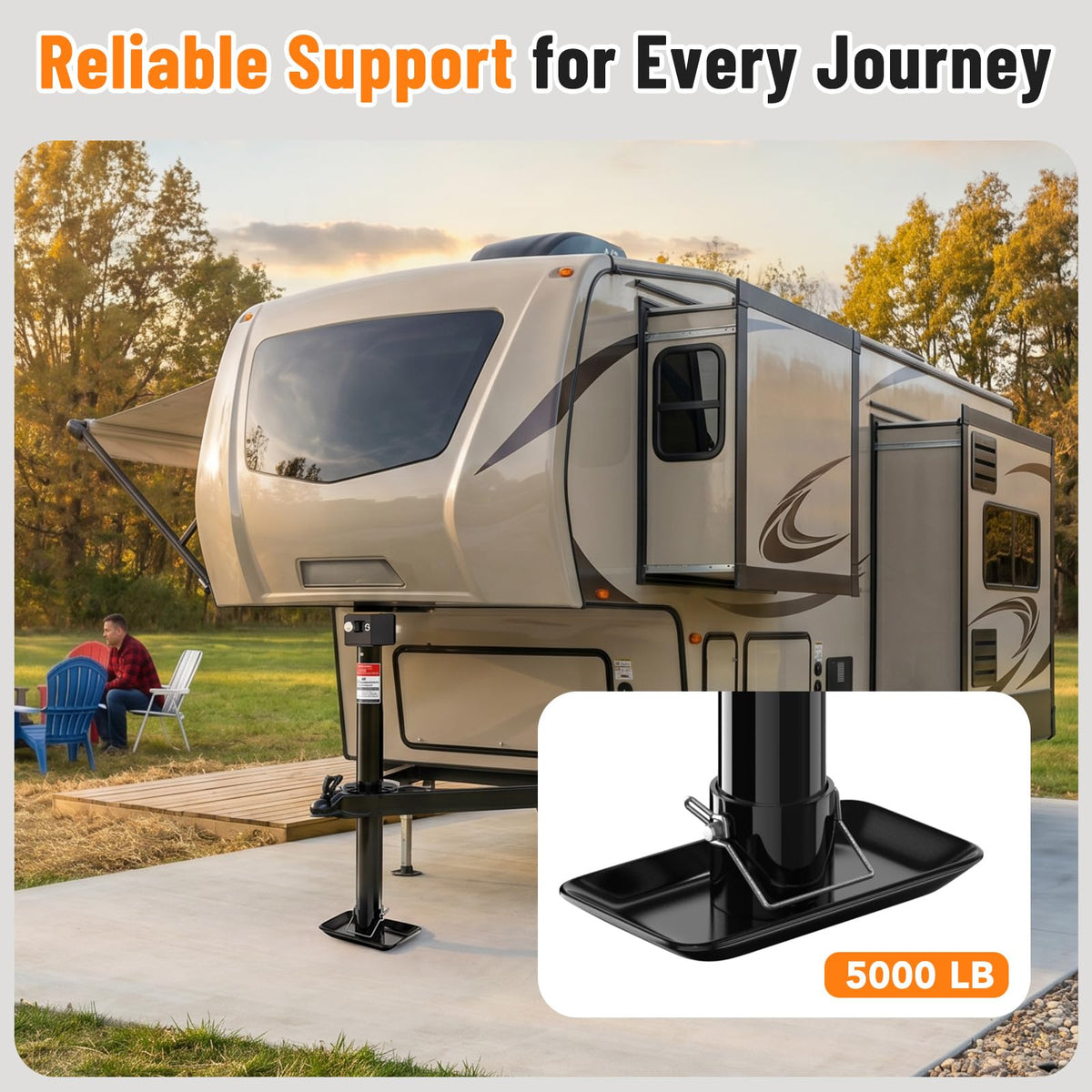 A-Frame Trailer Jack 2-in-1 5000lbs Foot Plate & 2000lbs Dual-Wheel Y35050