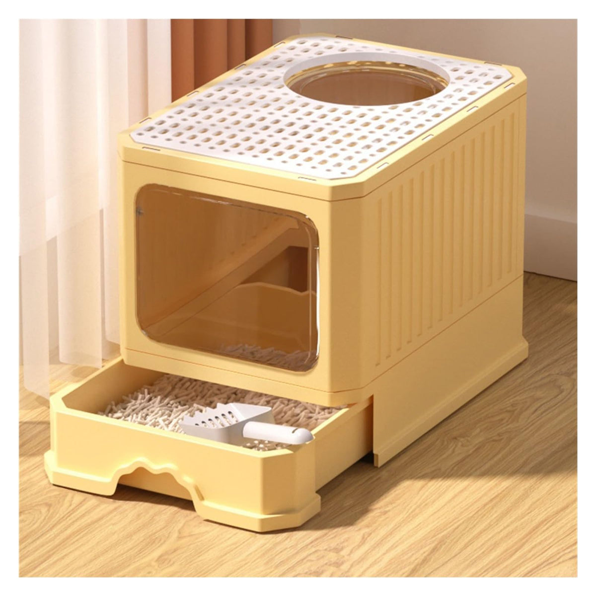 Foldable Covered Cat Litter Box with Scoop O713616