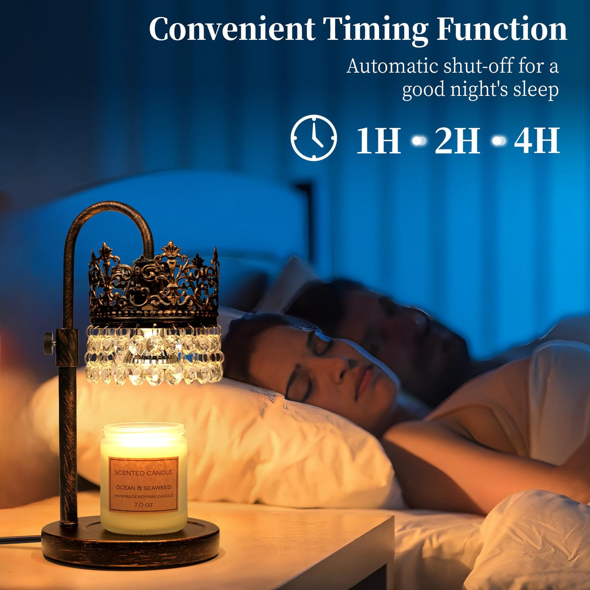 Candle Warmer Lamp with Timer Dimmer Adjustable Height Black Gold Brushed X50479