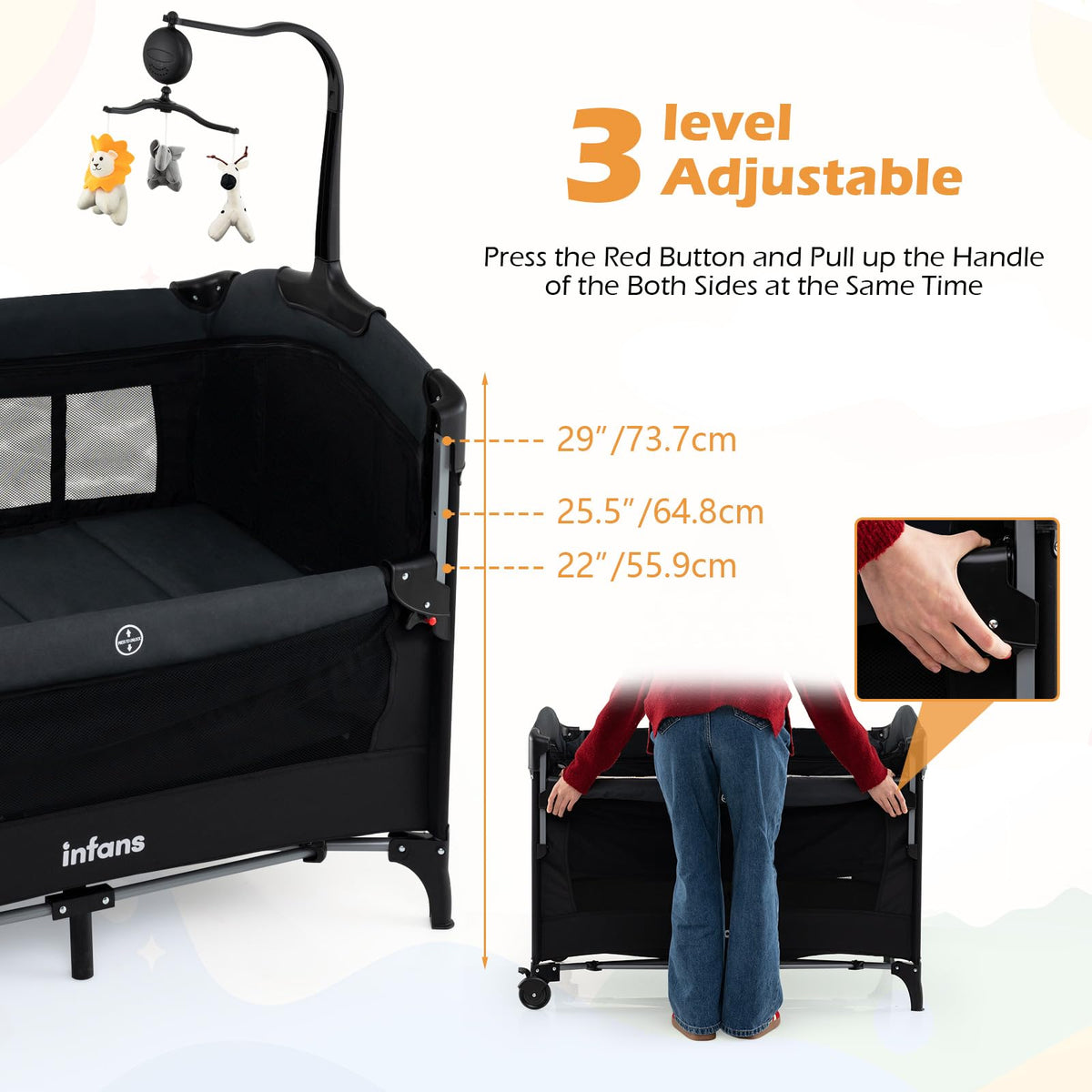 4 in 1 Baby Bassinet Bedside Crib D737027