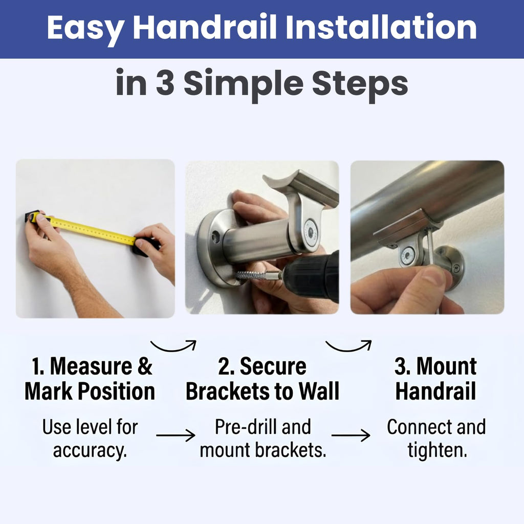 6FT Aluminum Handrail Kit Matte Black J879073