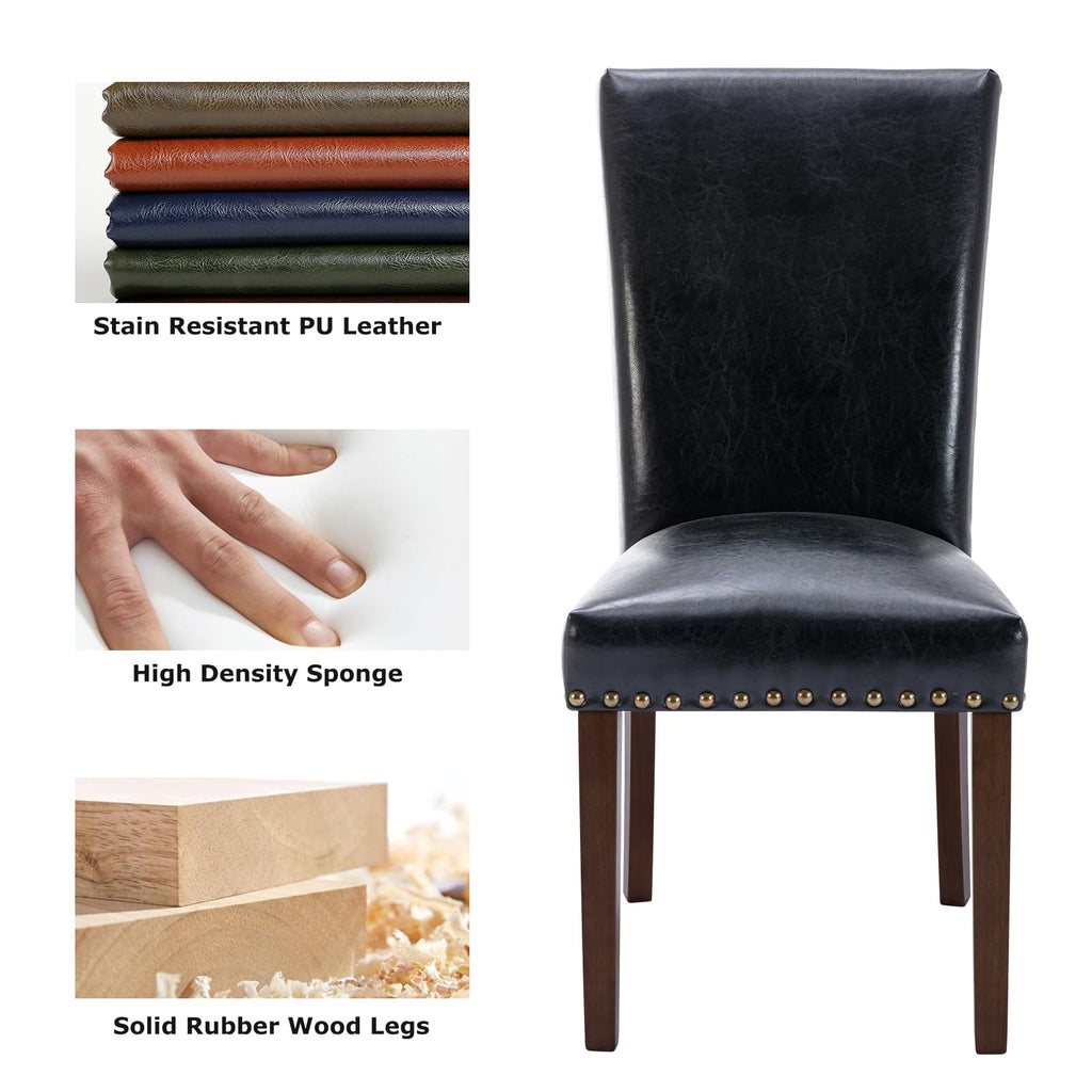 High Back Upholstered Dining Chairs Set of 2 Black F5990