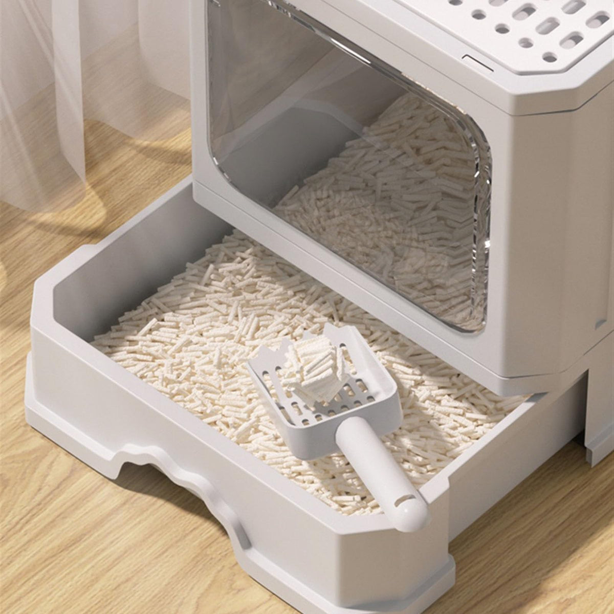 Foldable Covered Cat Litter Box with Scoop O713616