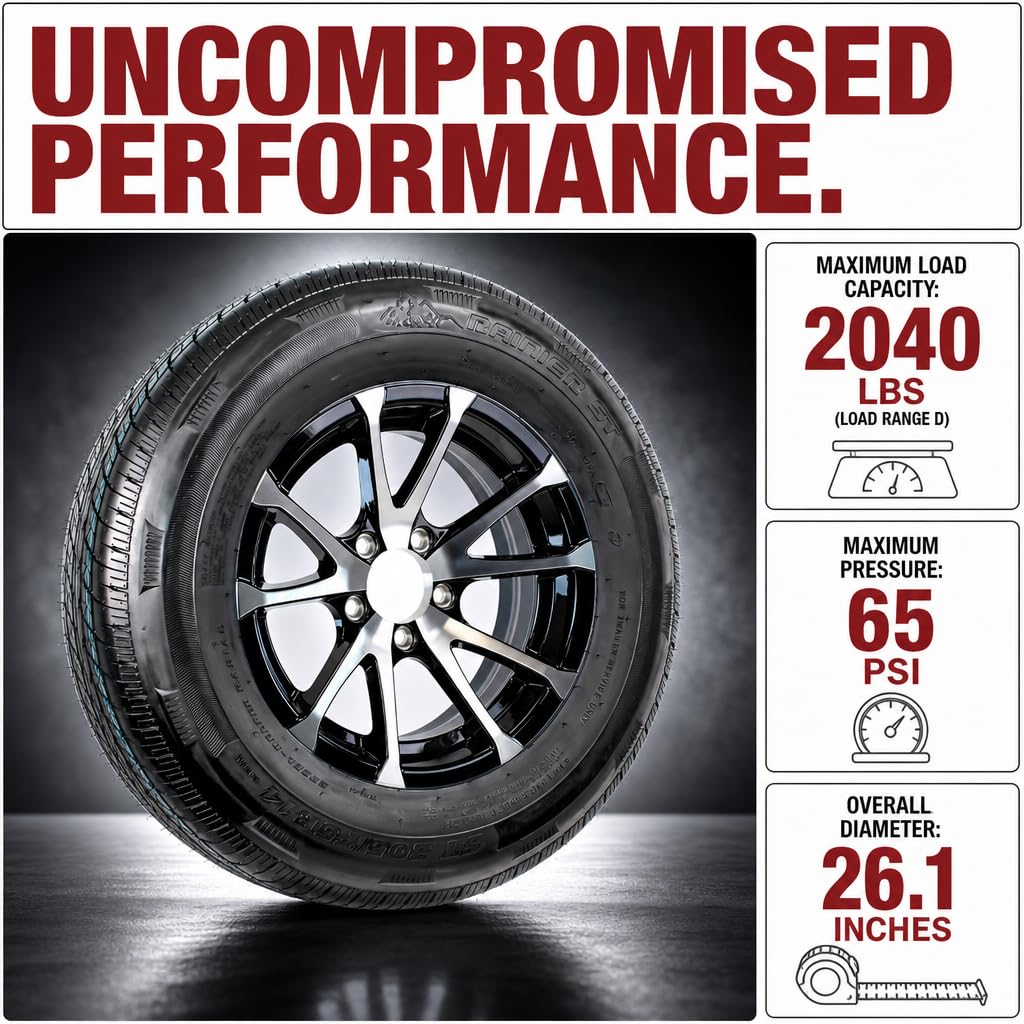 2-Pack Trailer Tire Rim Assembly 4.80-12 12 5 Lug Silver B20094