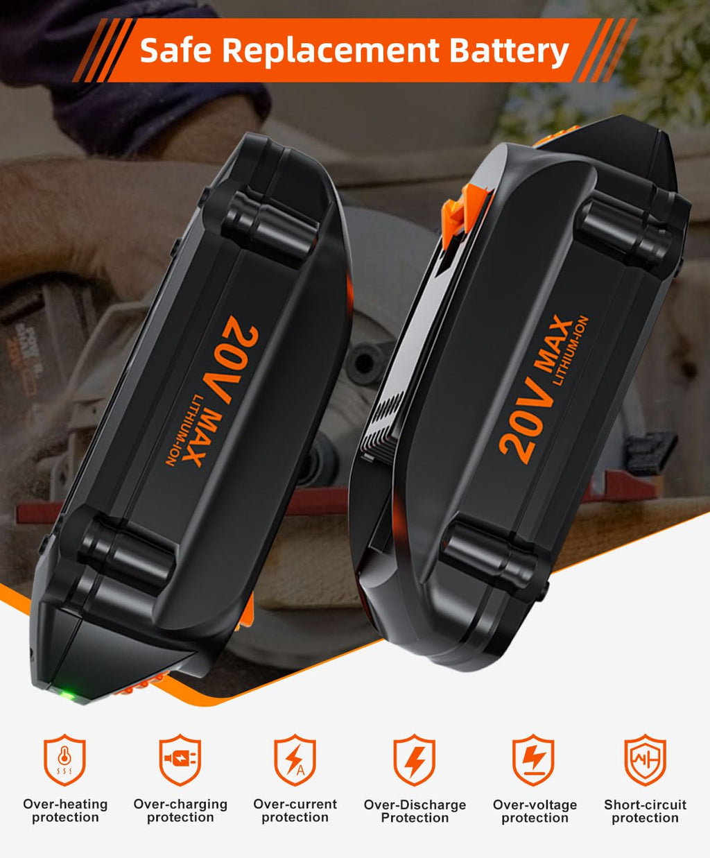 20V 4.0Ah Battery Replacement K15218