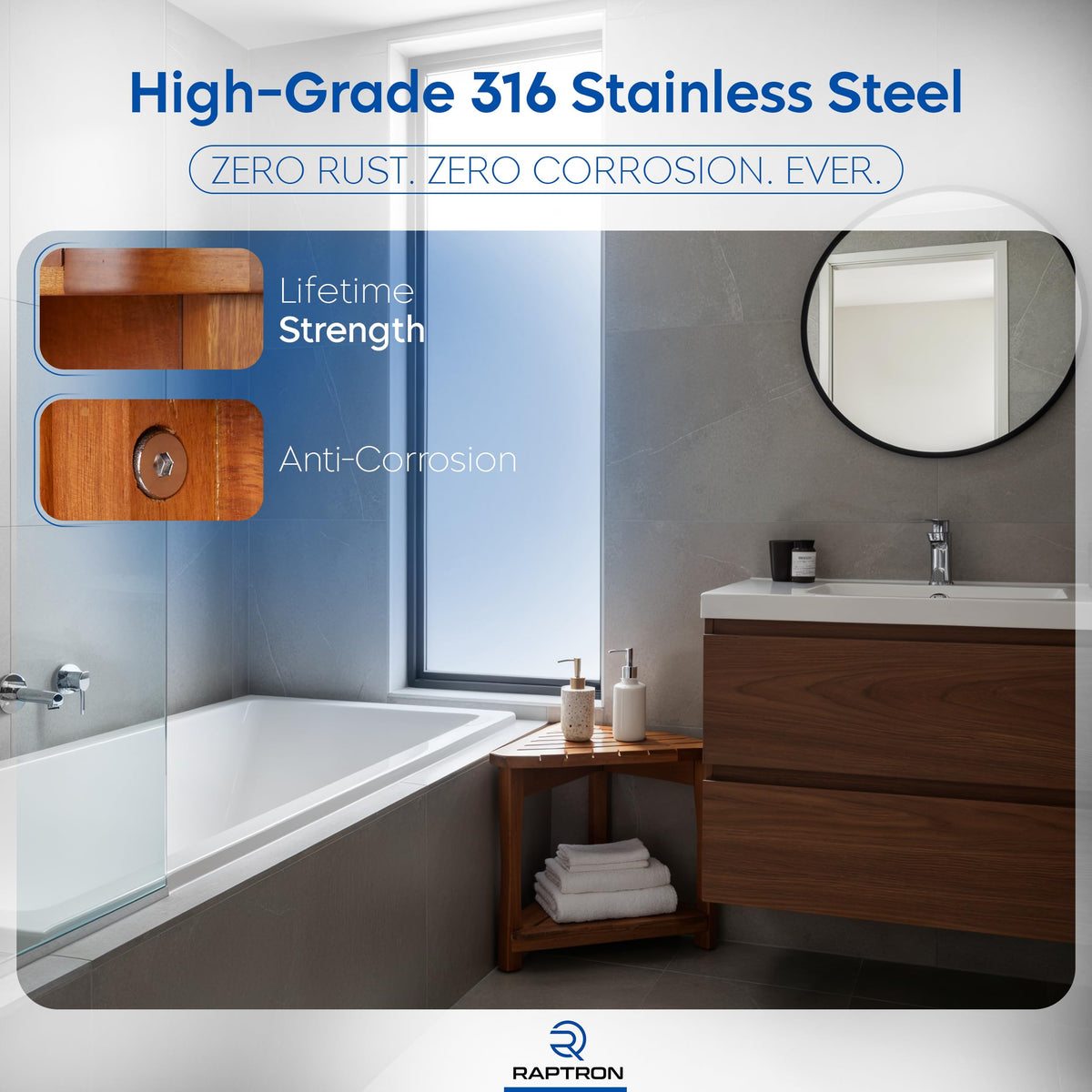 Teak Corner Shower Bench with Storage Shelf Q87459