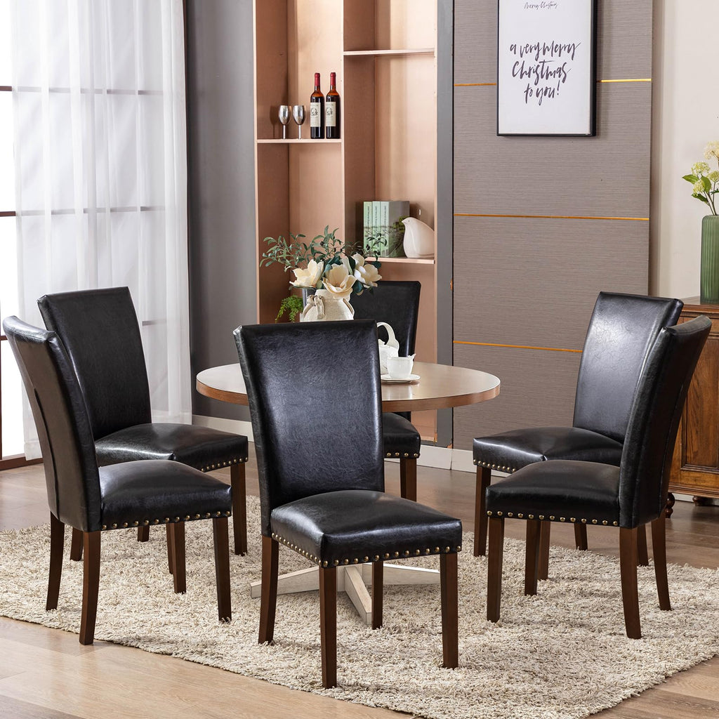 High Back Upholstered Dining Chairs Set of 2 Black F5990