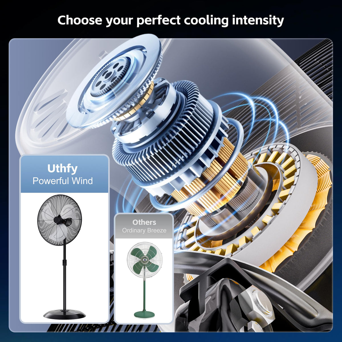 24" High Velocity Oscillating Pedestal Fan, 8000 CFM 3-Speed Standing Fan F4370