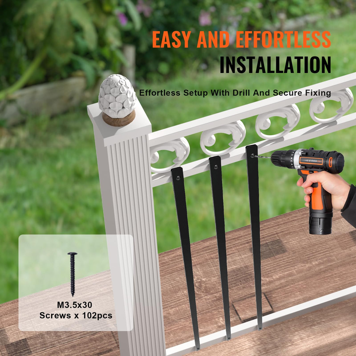 29.5"x1" Flat Aluminum Alloy 51 Pack Satin Black Metal Balusters O262