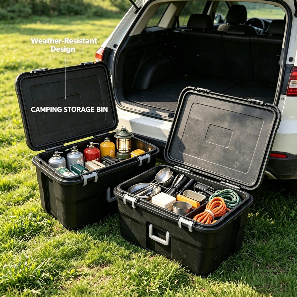 2 Pack 22 Gallon Black Wheeled Lockable Plastic Storage Trunk A299655