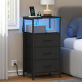 Nightstand with Charging Station, 3 Fabric Drawers Y571403