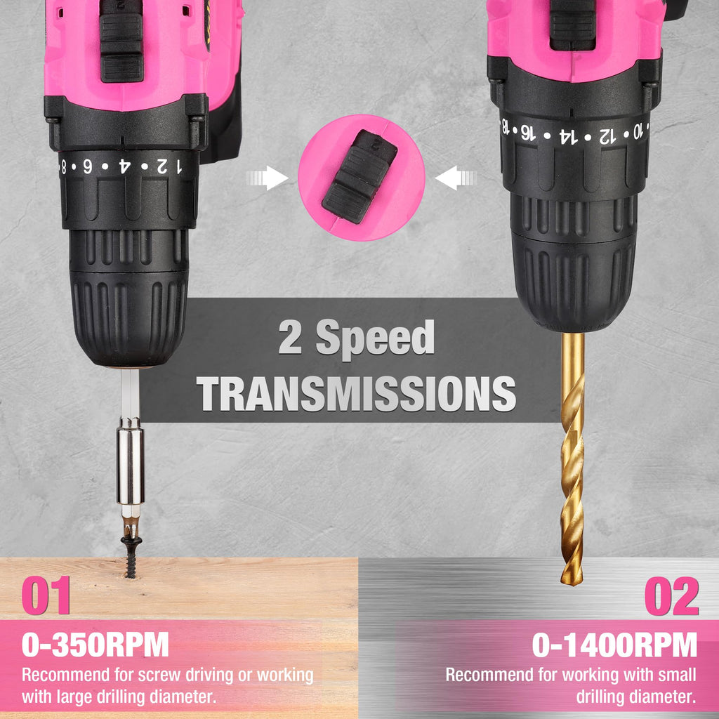 Pink 20V Cordless Drill Set with Battery and Charger J19669