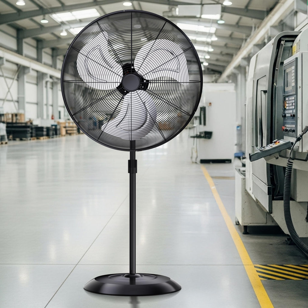 24" High Velocity Oscillating Pedestal Fan, 8000 CFM 3-Speed Standing Fan F4370