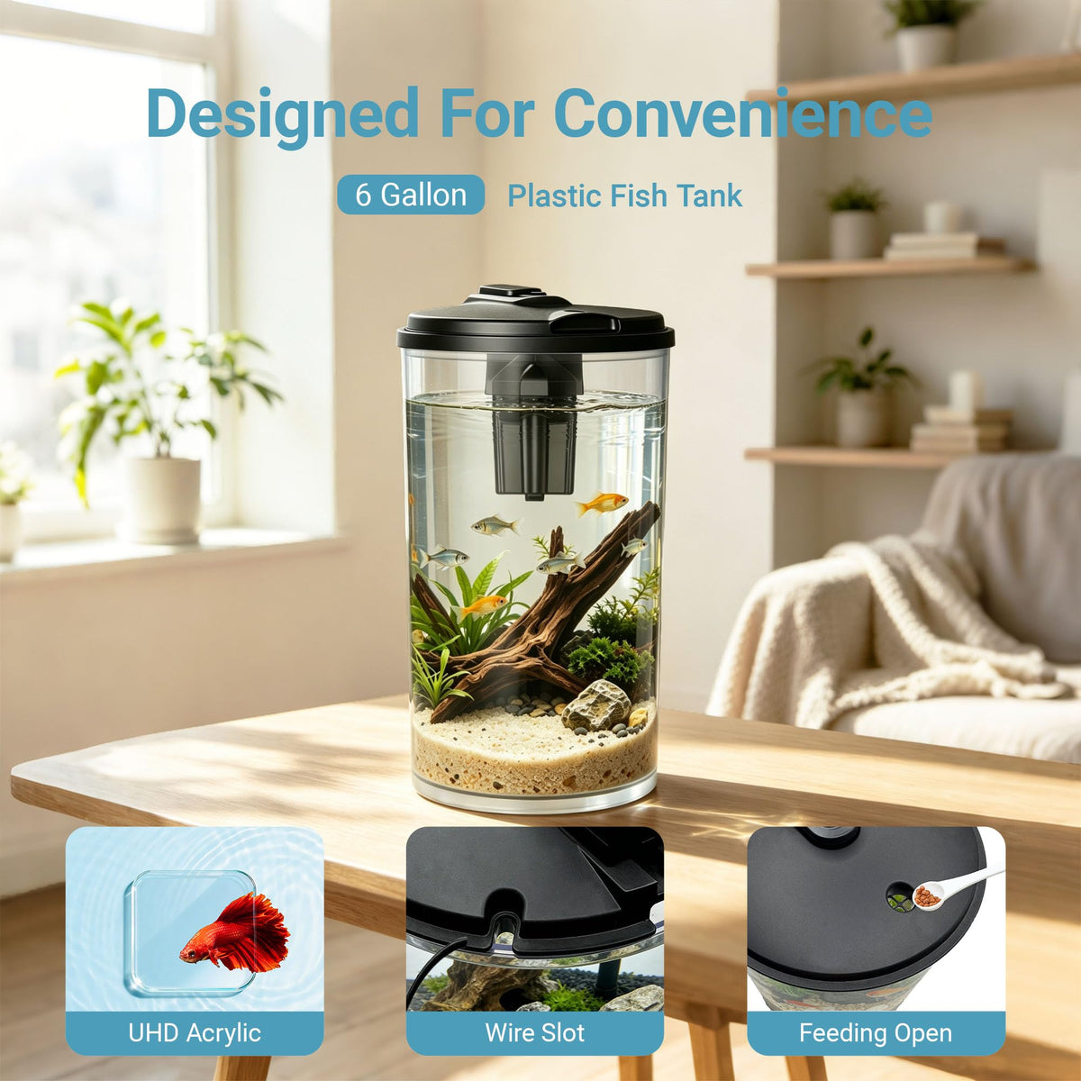 6-Gallon Aquarium Kit with LED Lighting and Power Filter D27990