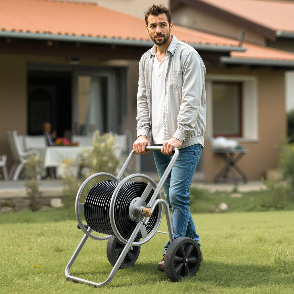 200/300 ft Garden Hose Reel Cart with Two Wheels Y354275