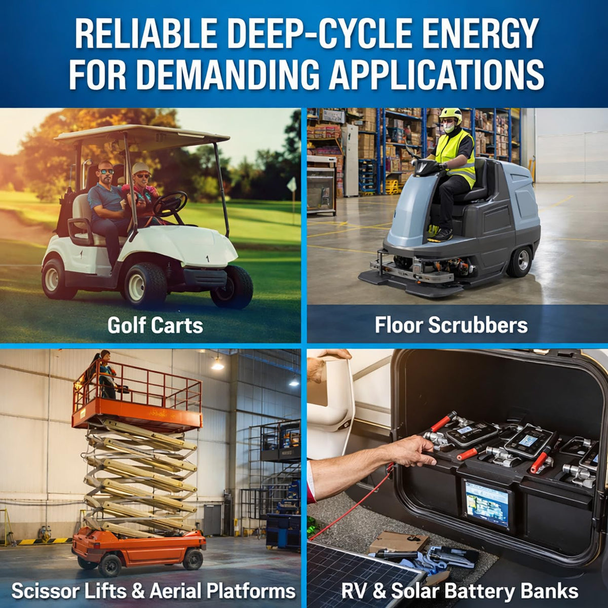 6V 210AH Dual Terminal SLA Deep Cycle Battery 4 Pack G4260