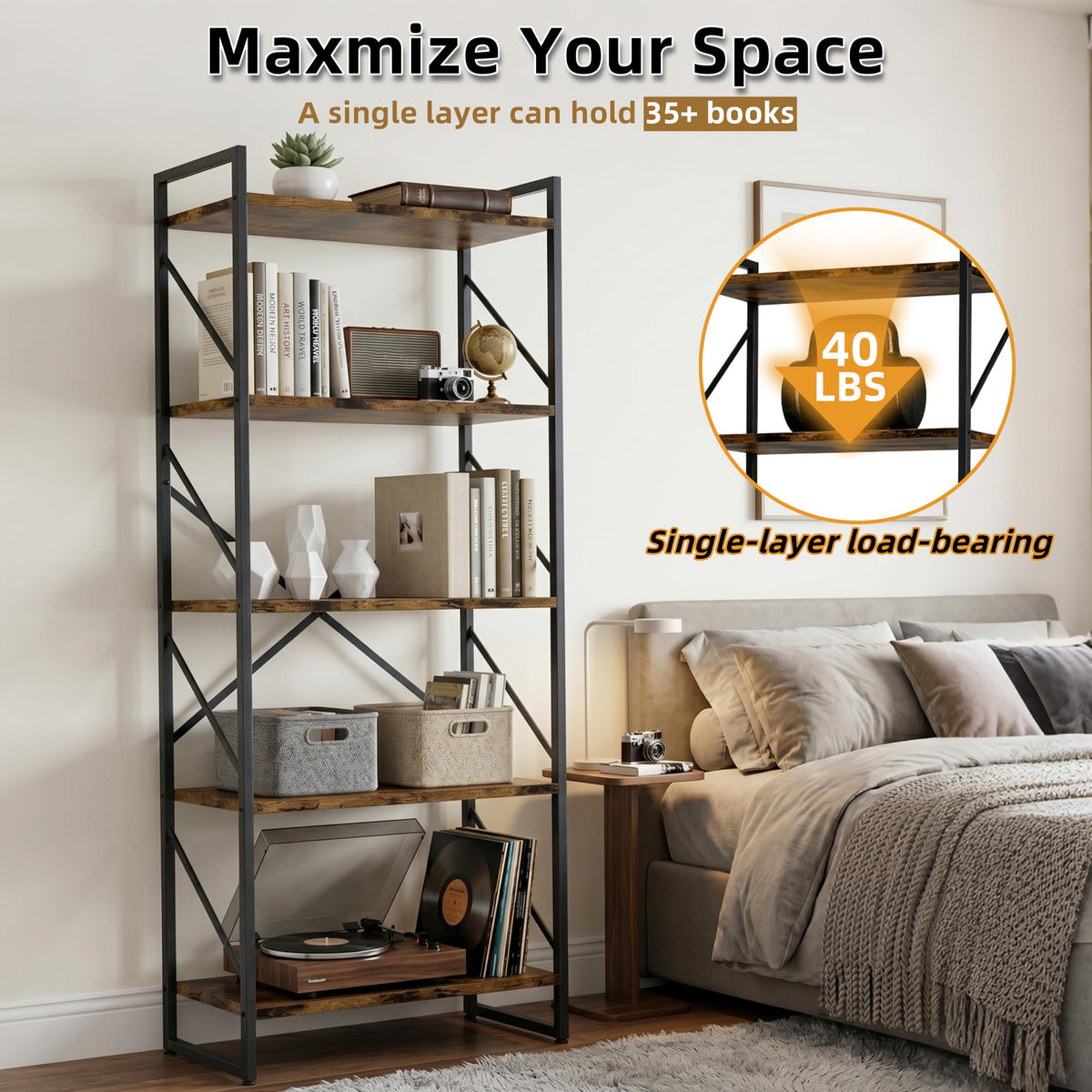 5 Tier Metal Bookshelf N4375