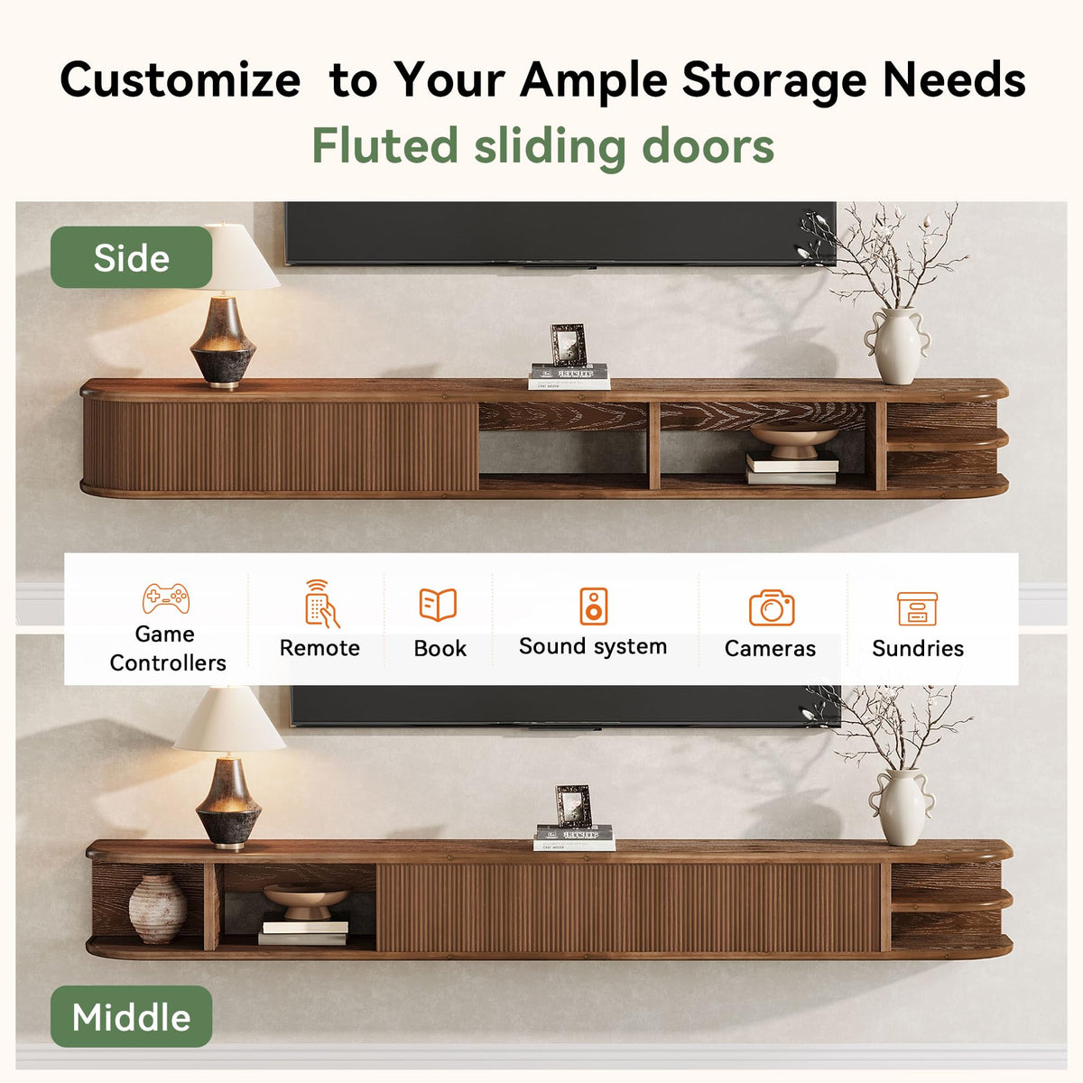 71" Solid Wood Floating TV Stand I280328