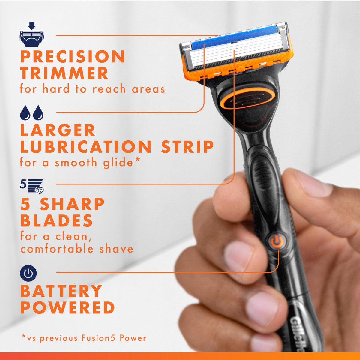 5-Blade Razor Refills with Precision Trimmer, 6 Count D3378