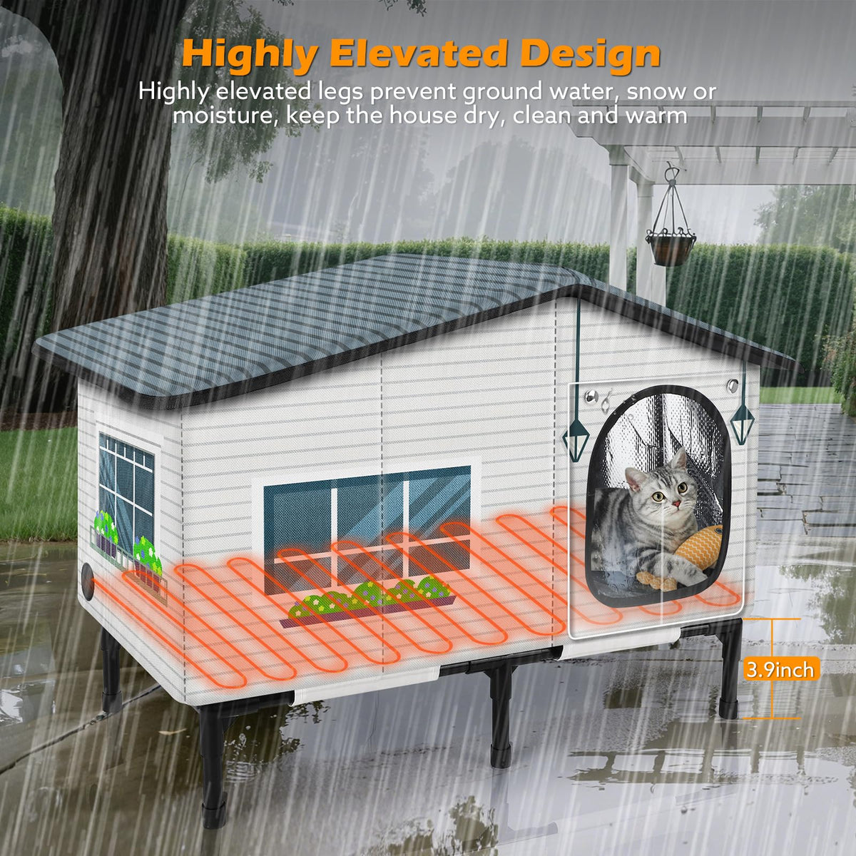 Weatherproof Heated Insulated Cat House V23508