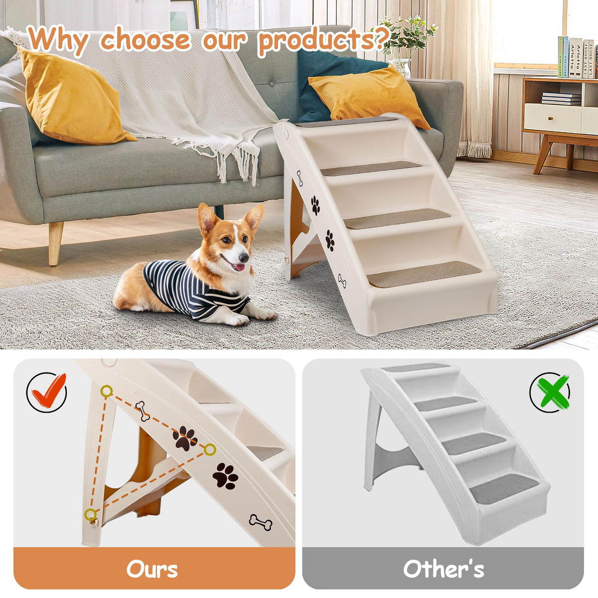 4-Step Non-Slip Dog Stairs V400704