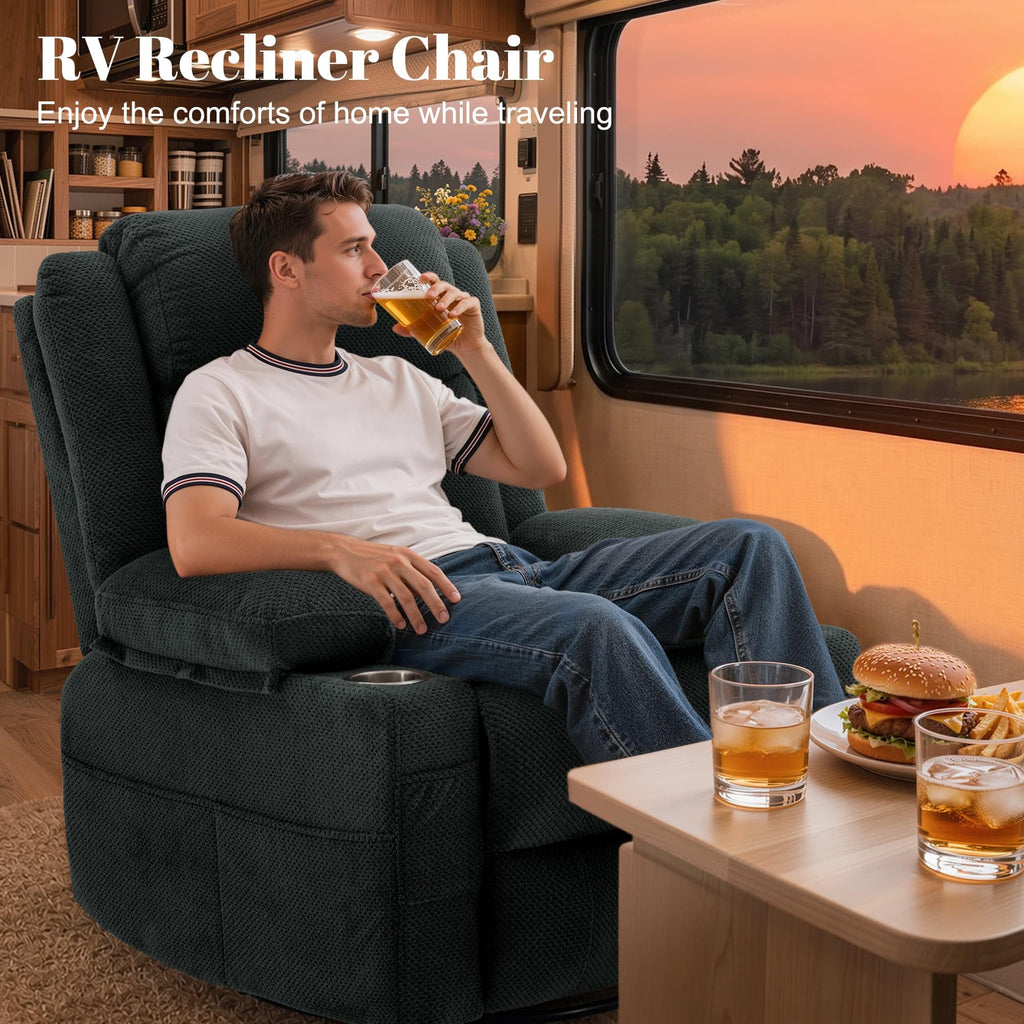 Gray Swivel Rocker Recliner with Massage & Heat B2995
