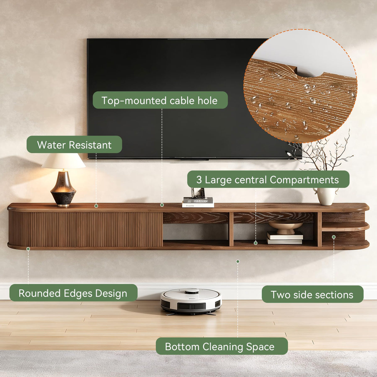71" Solid Wood Floating TV Stand I280328