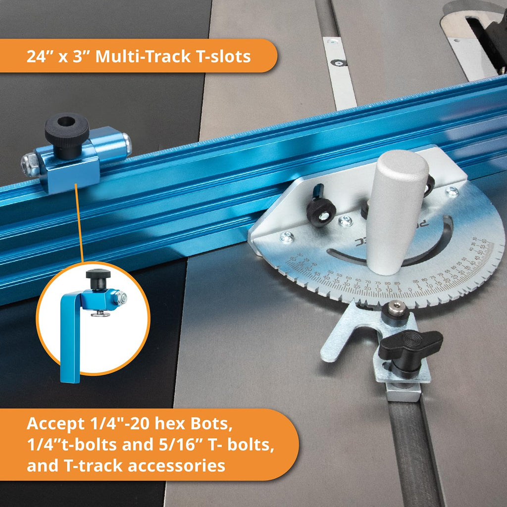 Table Saw Miter Gauge with 27 Angle Stops and T-Slot Miter Bar E899647