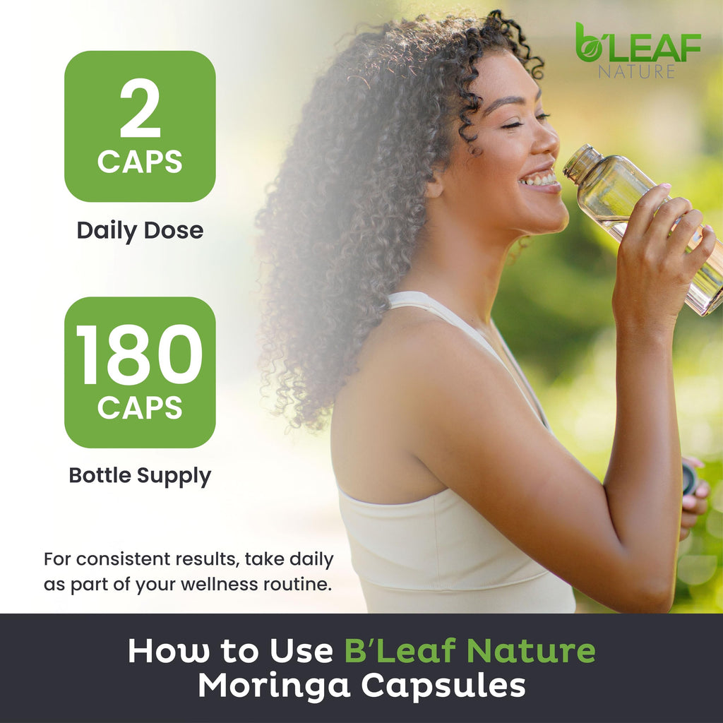 Moringa Leaf Vegan Capsules 1000mg 180 Count E961
