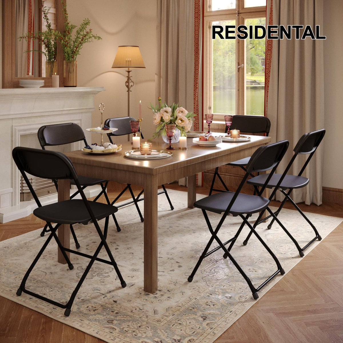 Black Plastic Folding Chairs, 10 Pack E471