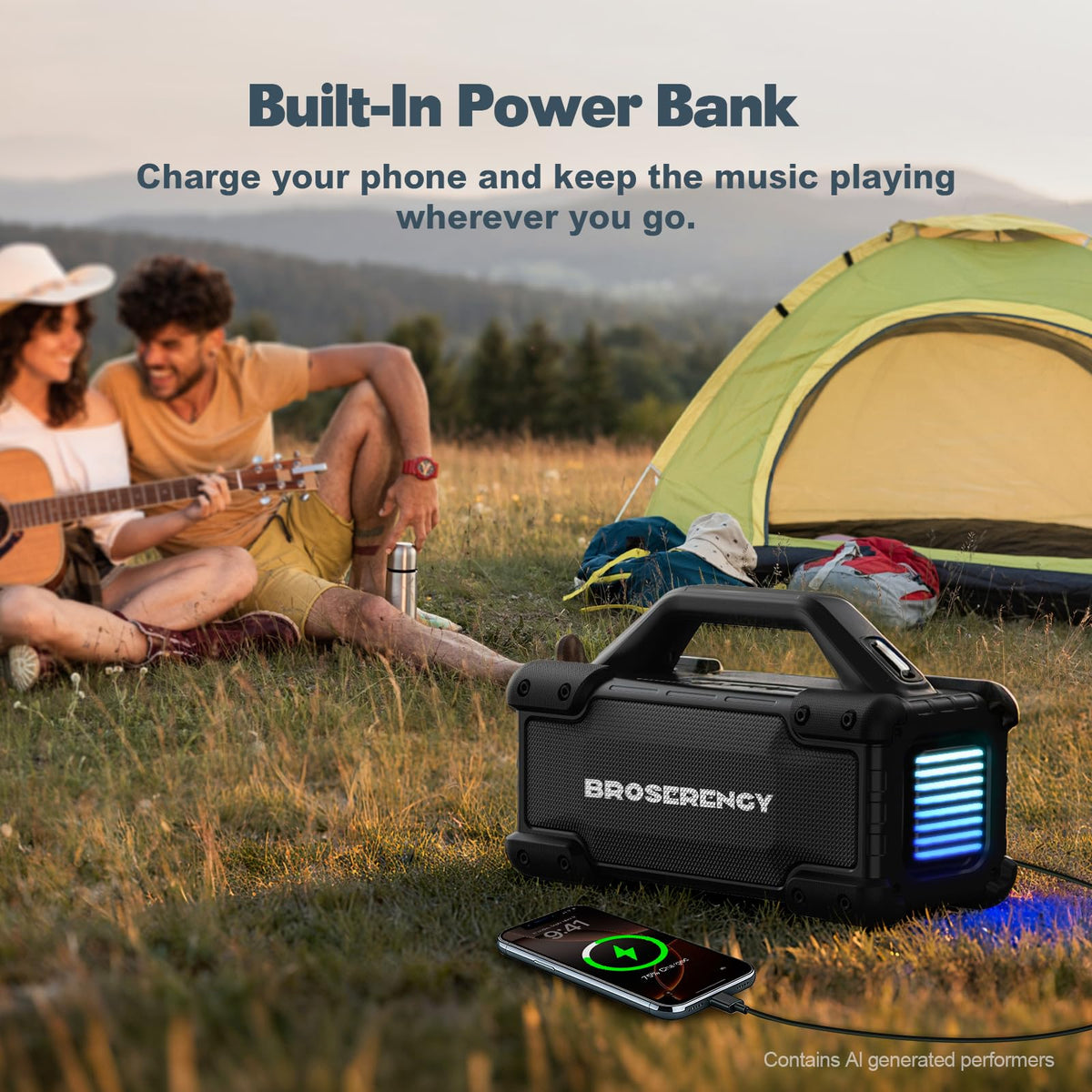 Black Portable Water Resistant Bluetooth Speaker J949