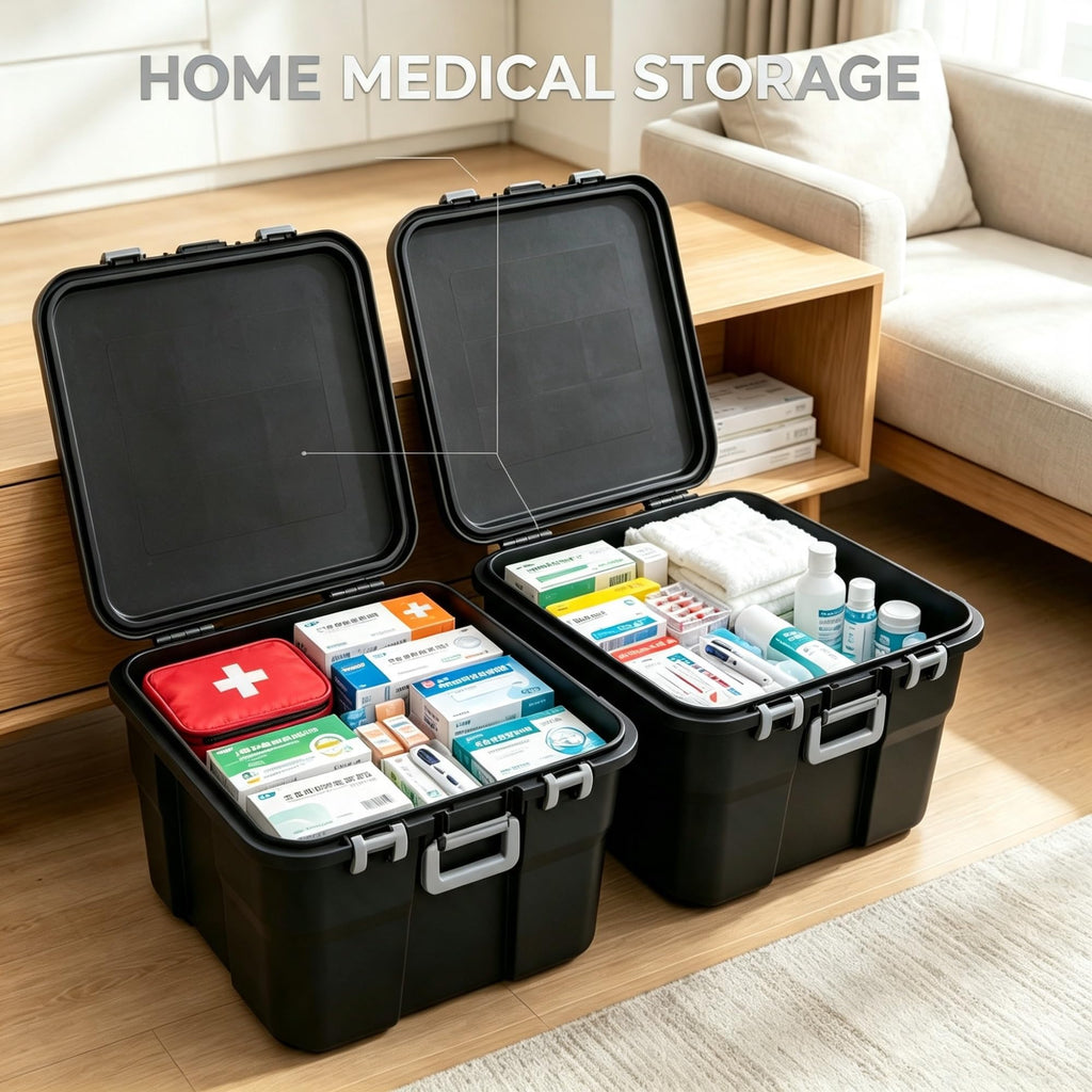 2 Pack 22 Gallon Black Wheeled Lockable Plastic Storage Trunk A299655