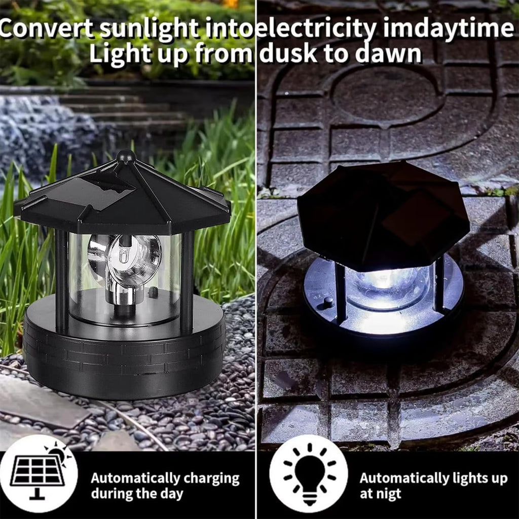 Solar Lights Outdoor LED Rotating Lighthouse Lamp O743