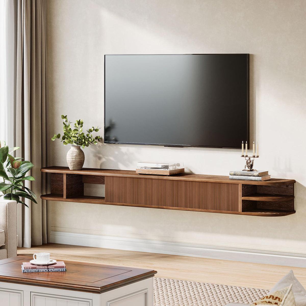 71" Solid Wood Floating TV Stand I280328