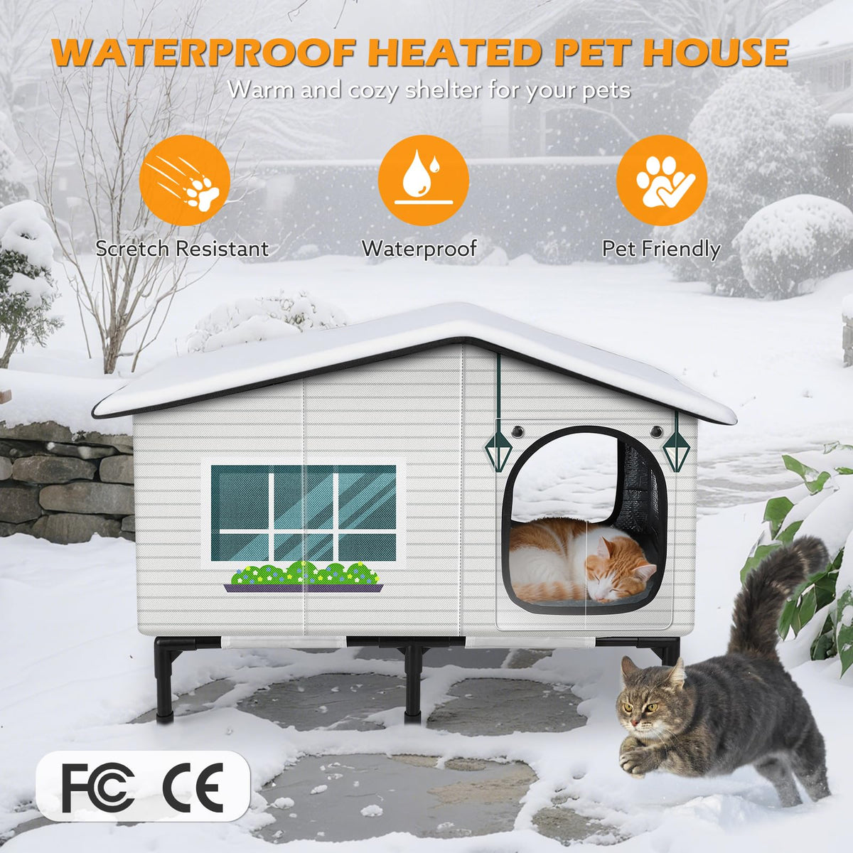 Weatherproof Heated Insulated Cat House V23508