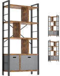 5 Tier Rustic Brown Bookshelf with Drawers Z90611
