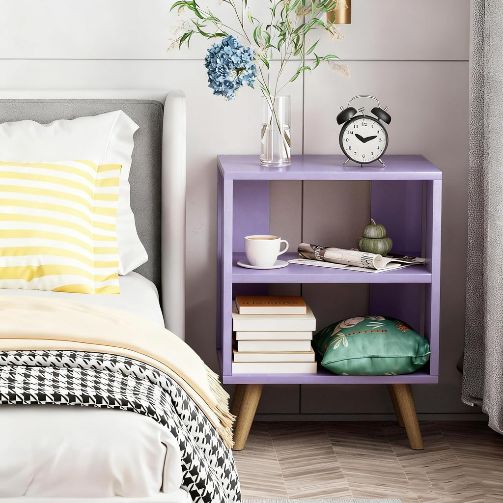 Purple 2-Tier Wooden Nightstand S4182
