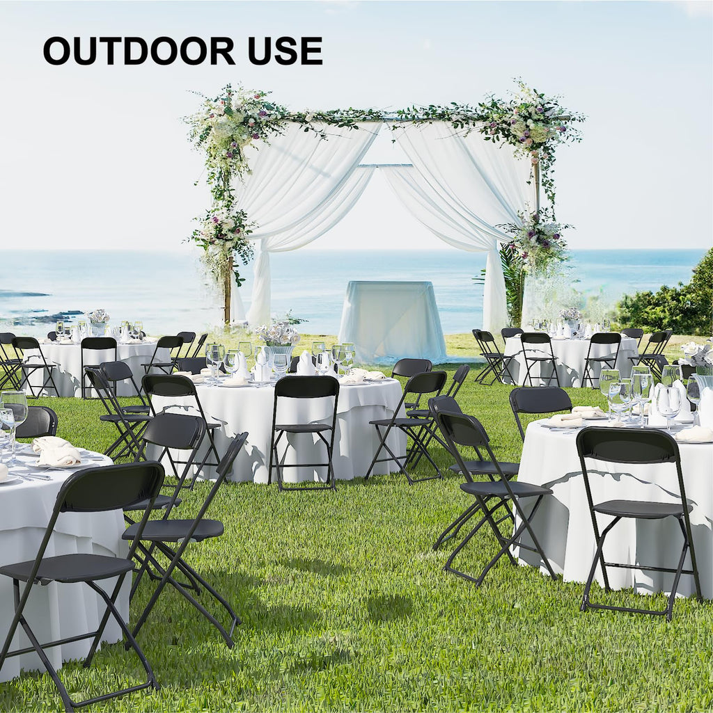 Black Plastic Folding Chairs, 10 Pack E471