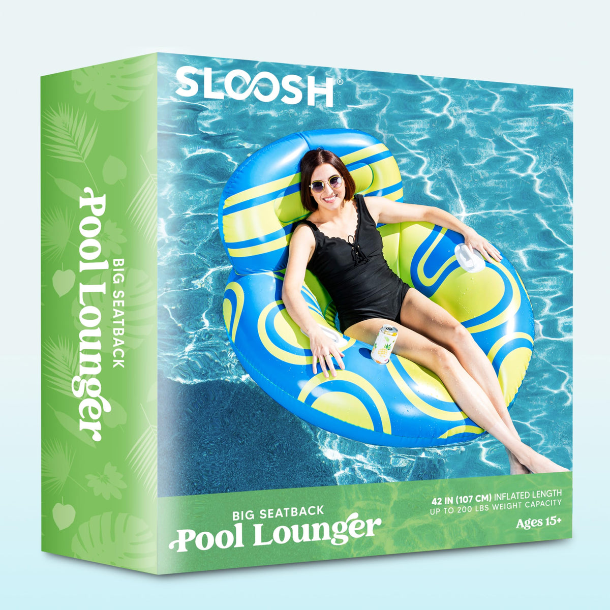 Blue Yellow Inflatable Pool Float Lounger G949