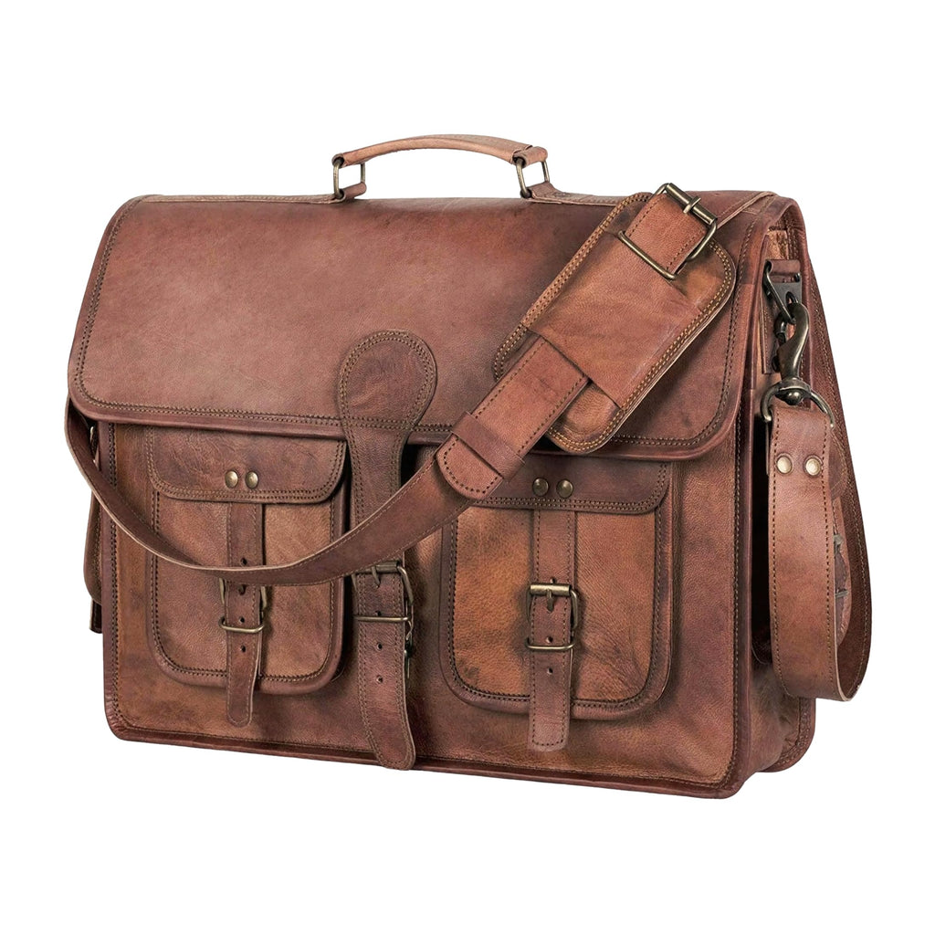 18 inch Leather Messenger Bag A9458