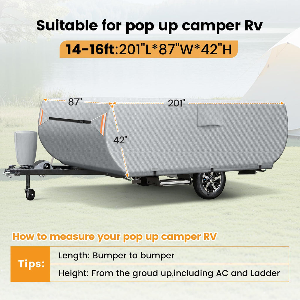 7 Layers Ripstop Waterproof Pop Up Camper Cover Fits 14' - 16' Trailers J5842
